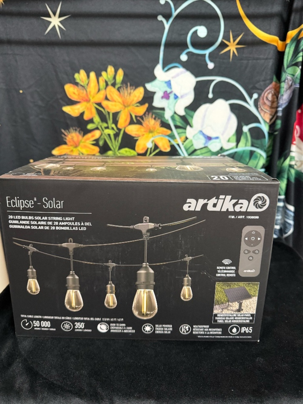 Artika Eclipse Solar Outdoor String Lantern Lights - Black